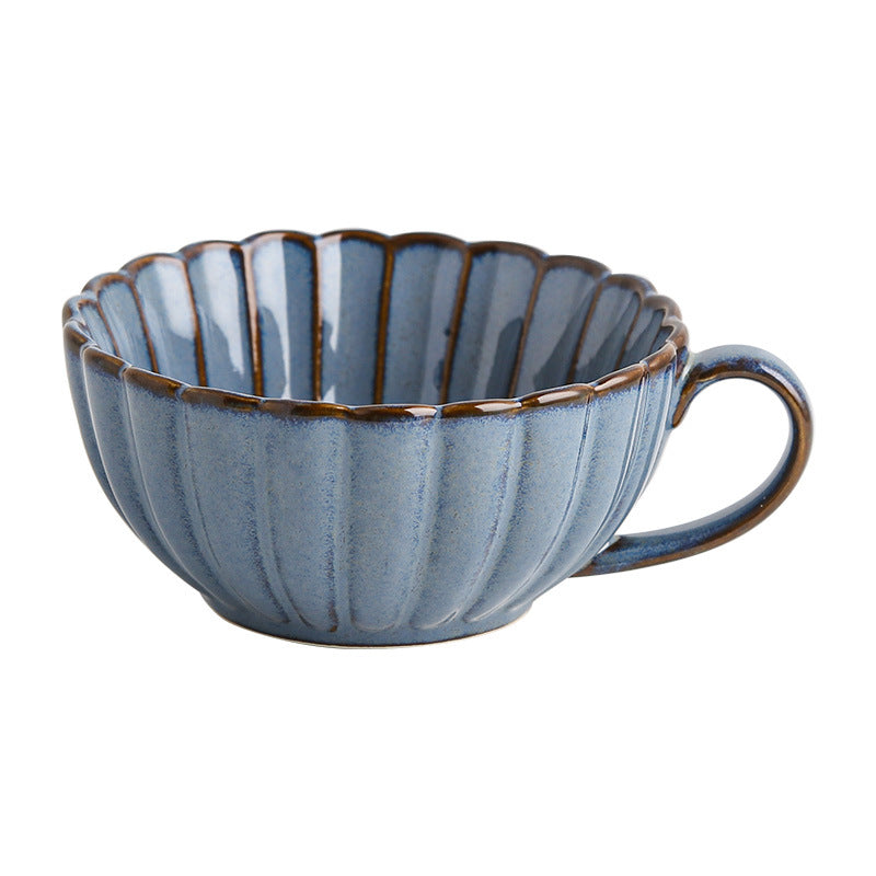 Japanese-style Ceramic Coffee Cup and Saucer Set, Retro Coffee Cup, Chrysanthemum Coffee Shop Coffee Set