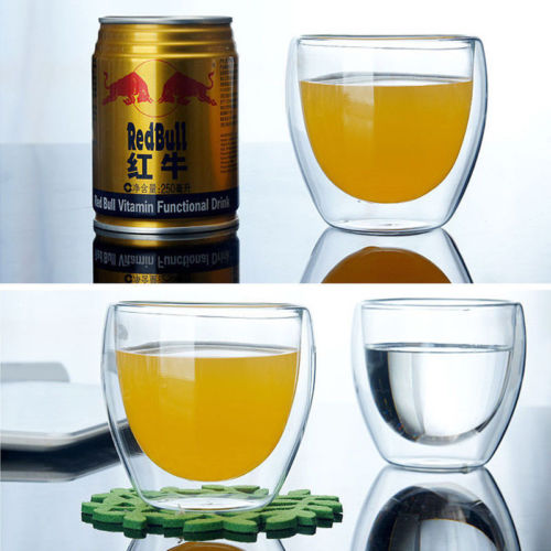 Double Layer Wall Clear Glass Heat Resistant Tea Coffee Mug Borosilicate Cup