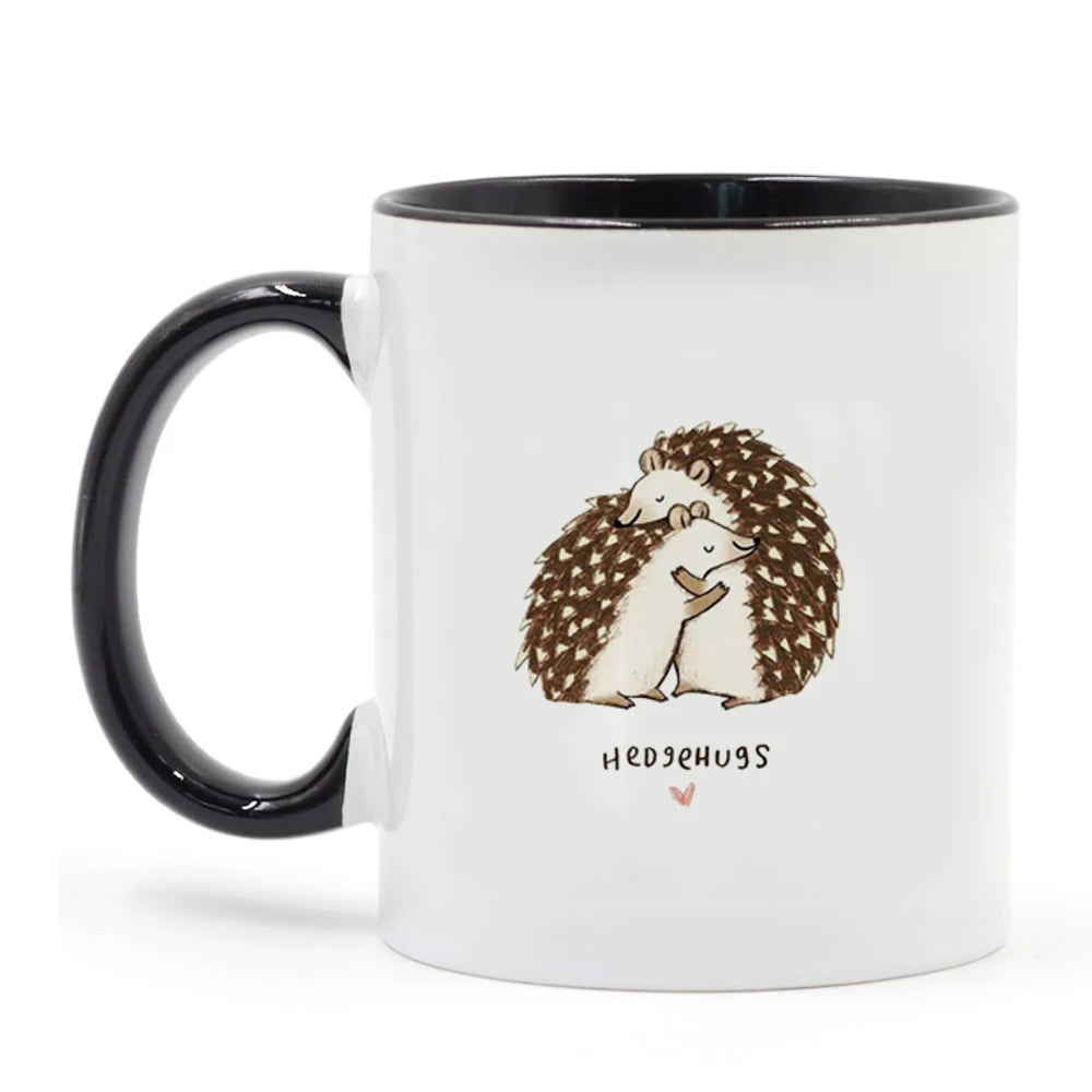 Cute hedgehog mother hugs child mug mother's day