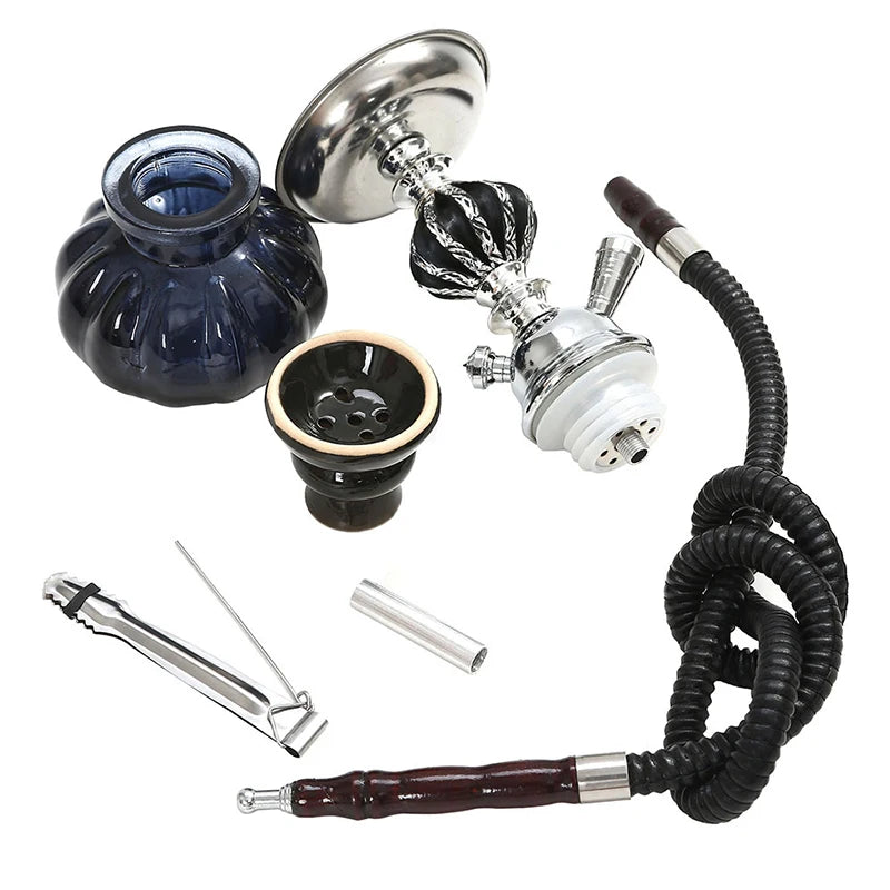 Travel Arabian Hookah Set Glass Hookah Shisha Single Hose pipe Ceramic Bowl Accessories Birthday Gift Home Decoration