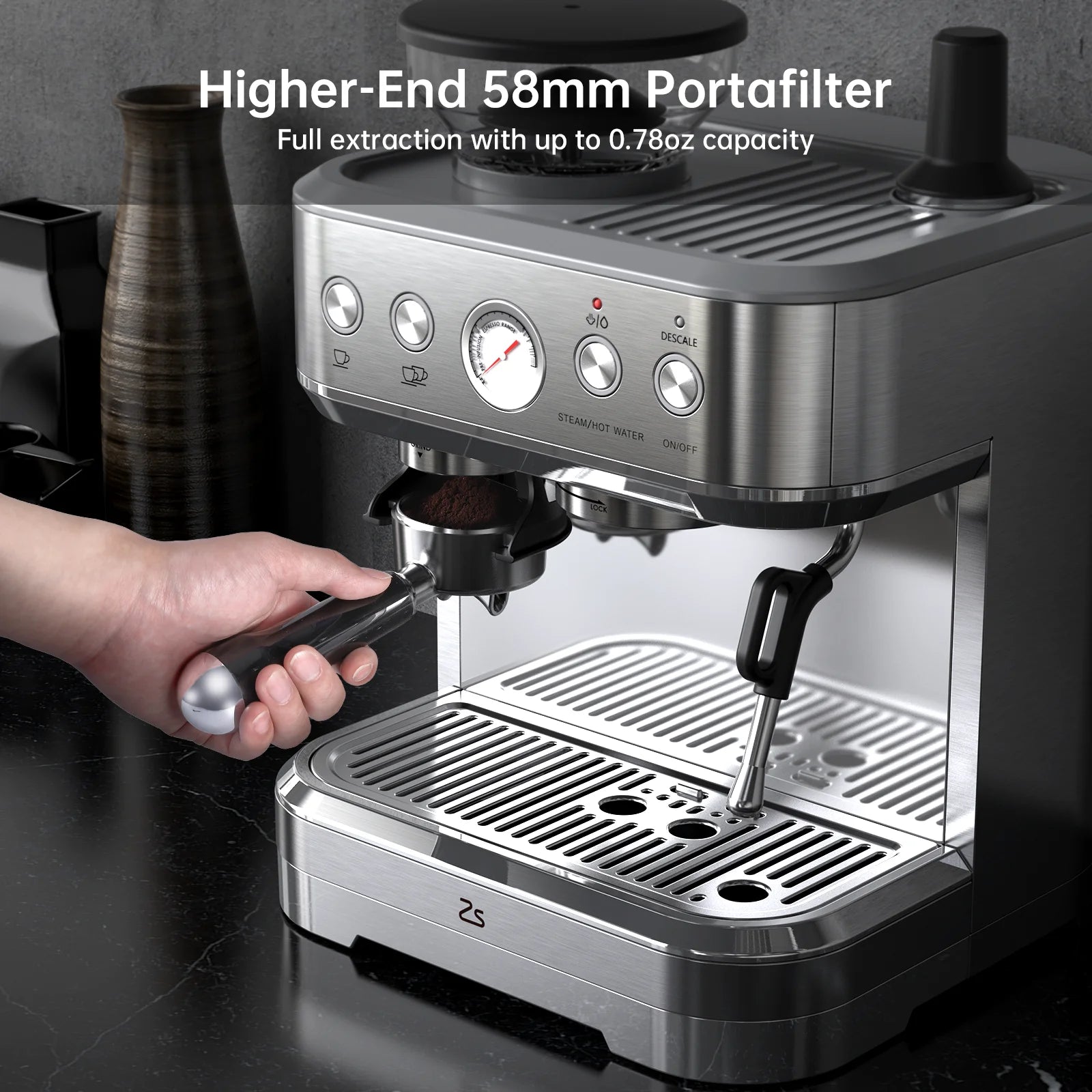 15 Bar Automatic Espresso Coffee Machine with Milk Frother and Grinder, Coffee Maker , 2.5L Water Tank