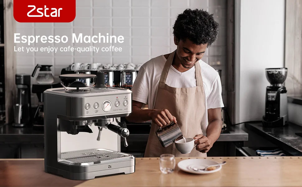 15 Bar Automatic Espresso Coffee Machine with Milk Frother and Grinder, Coffee Maker , 2.5L Water Tank