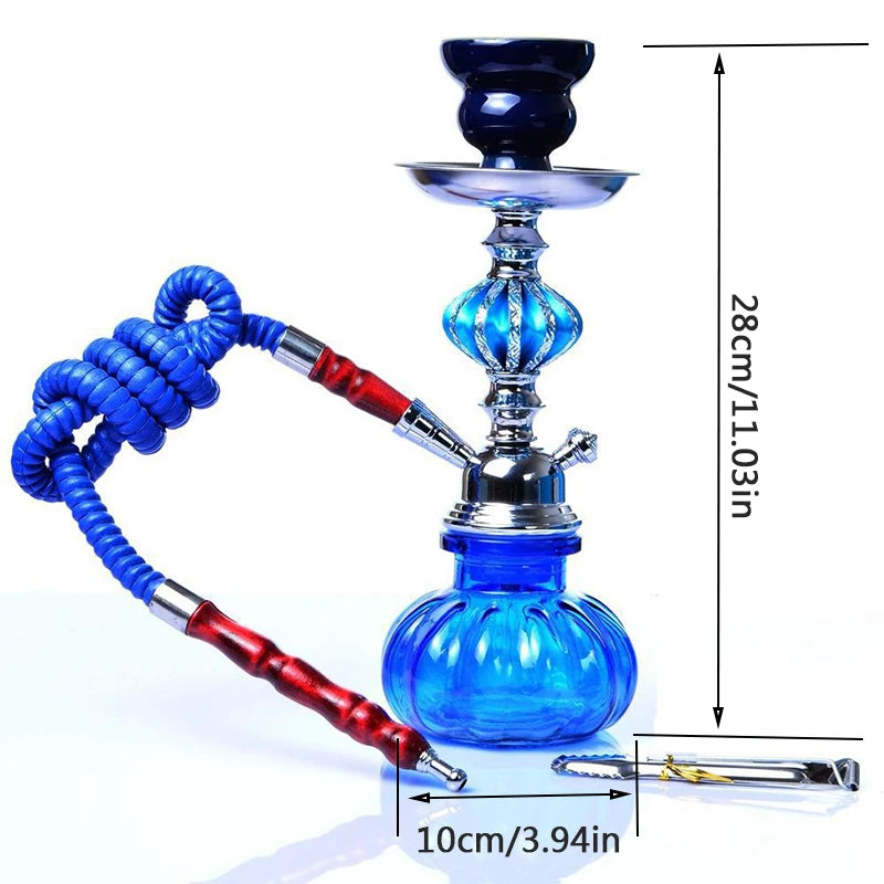 Travel Arabian Hookah Set Glass Hookah Shisha Single Hose pipe Ceramic Bowl Accessories Birthday Gift Home Decoration