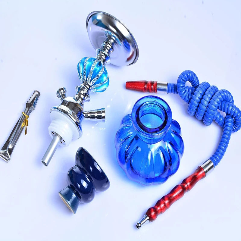 Travel Arabian Hookah Set Glass Hookah Shisha Single Hose pipe Ceramic Bowl Accessories Birthday Gift Home Decoration