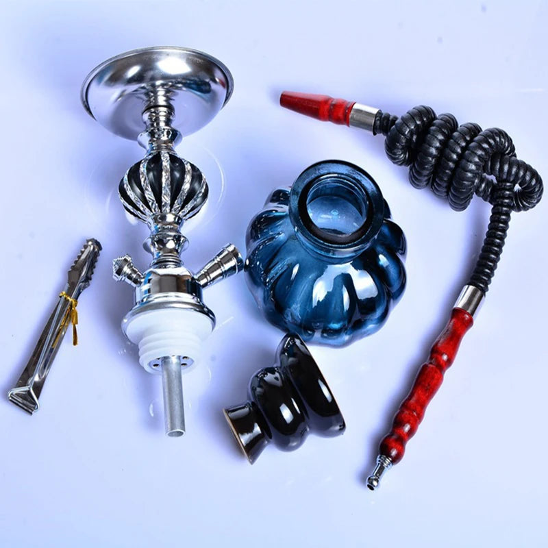 Travel Arabian Hookah Set Glass Hookah Shisha Single Hose pipe Ceramic Bowl Accessories Birthday Gift Home Decoration