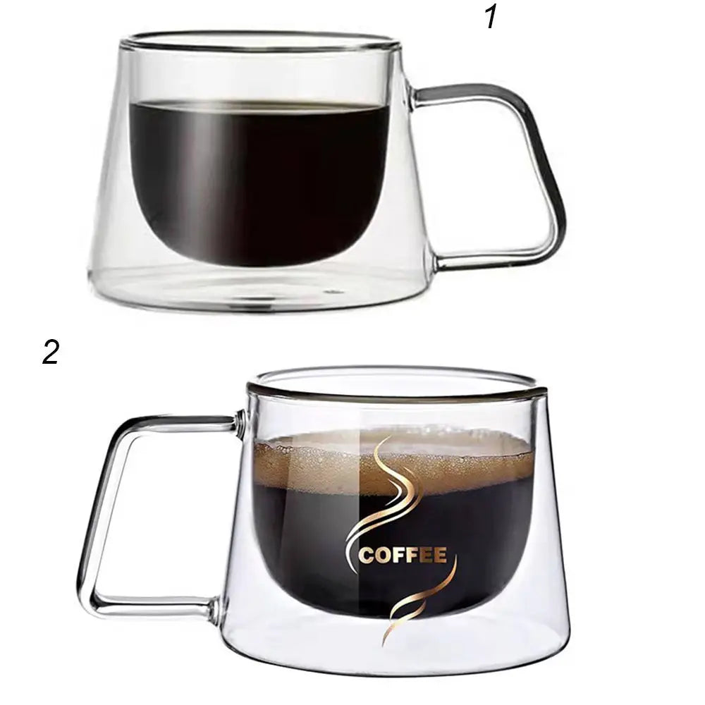 200ml Transparent Double Bottom Coffee Cup Milk Whiskey Tea Beer Mug Heat Resistant Cocktail Vodka Wine Drinkware Tumbler Cup