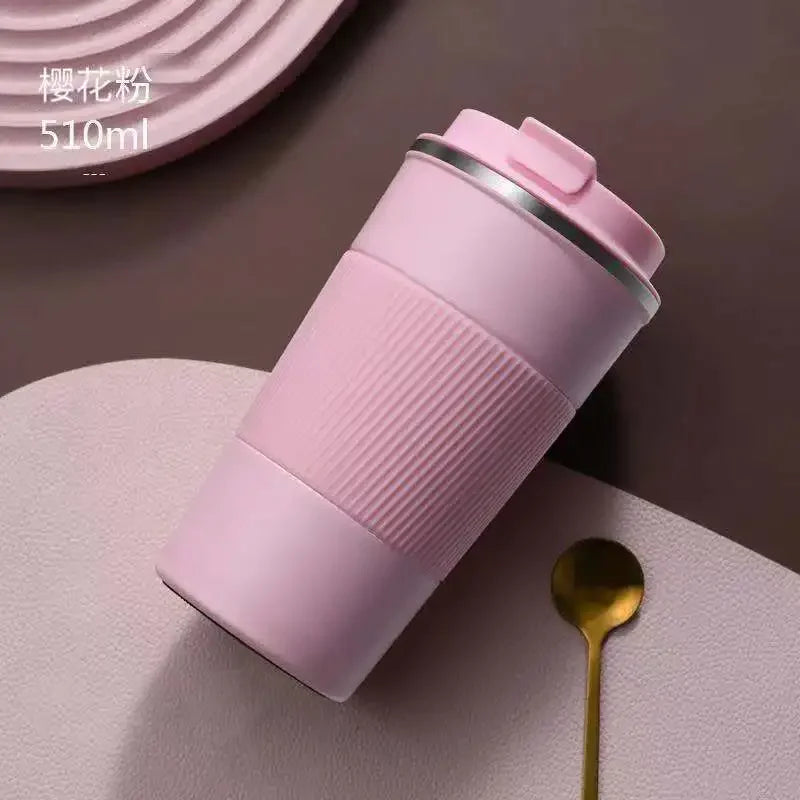 380ml/510ml Cups Stainless Steel Coffee Thermos Mug with Non-slip Case Car Vacuum Flask Travel Insulated Water Bottle