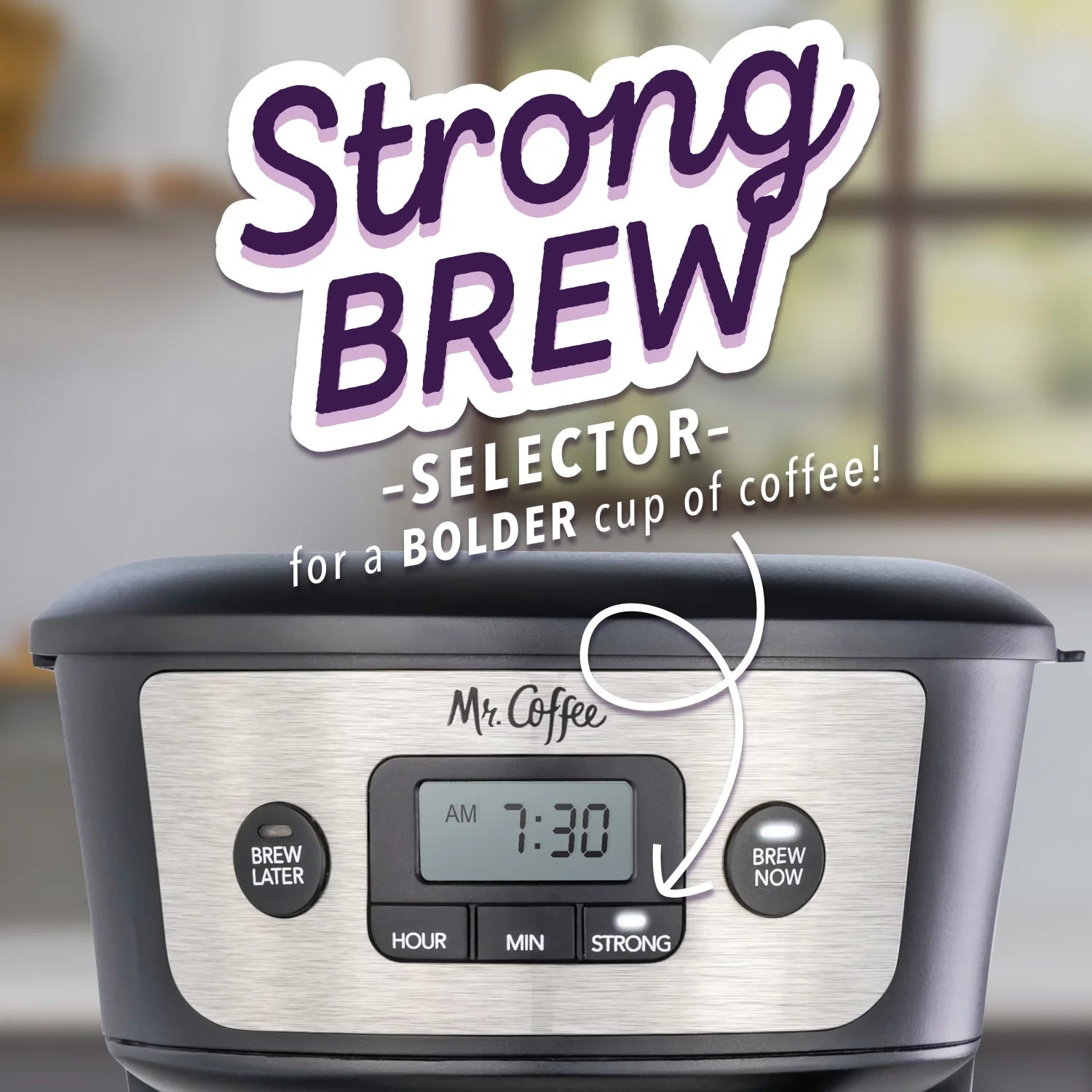 Programmable Coffee Maker with Strong Brew Selector