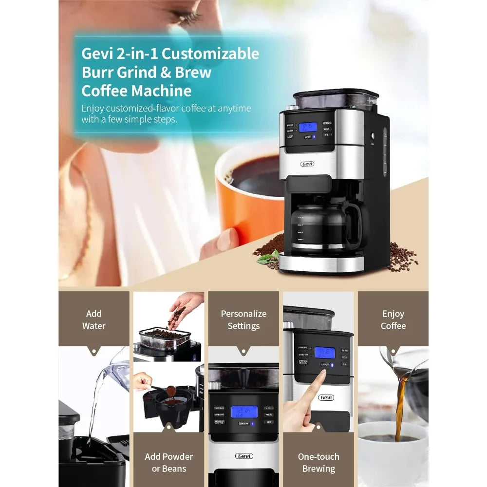 10-Cup Drip Coffee Maker, Grind and Brew Automatic