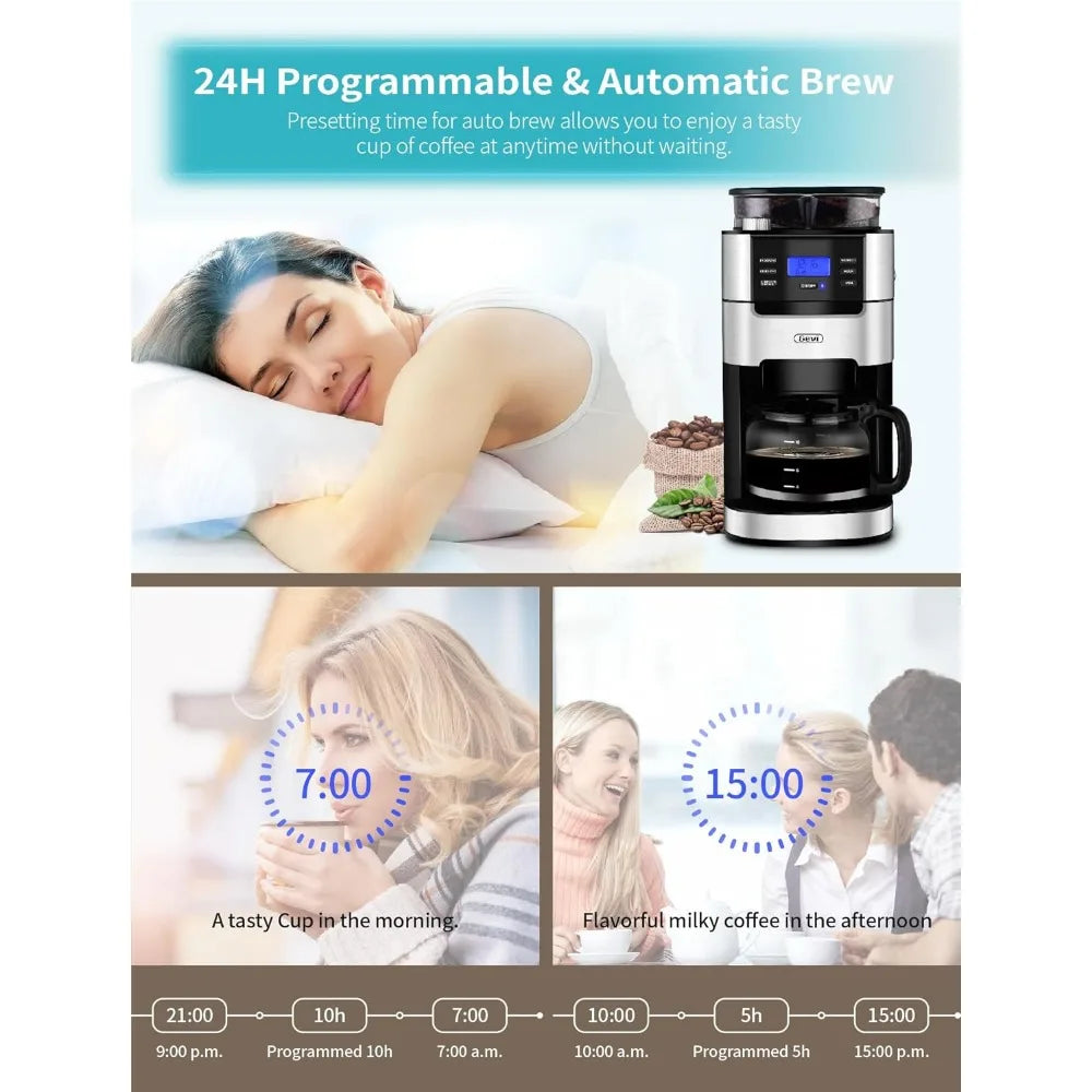 10-Cup Drip Coffee Maker, Grind and Brew Automatic