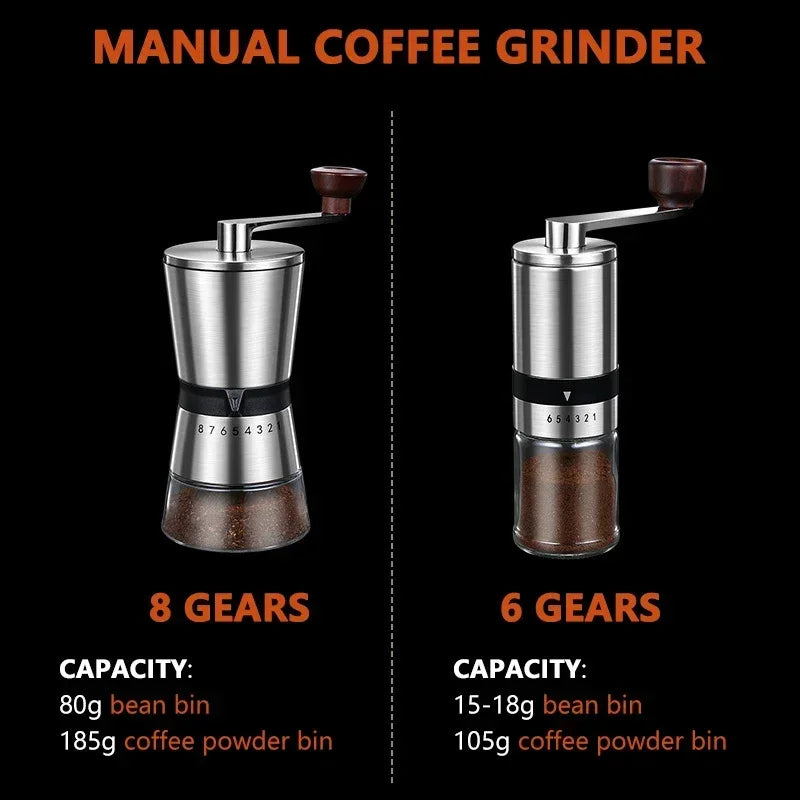 6-8 Adjustable Manual Coffee Grinder Portable