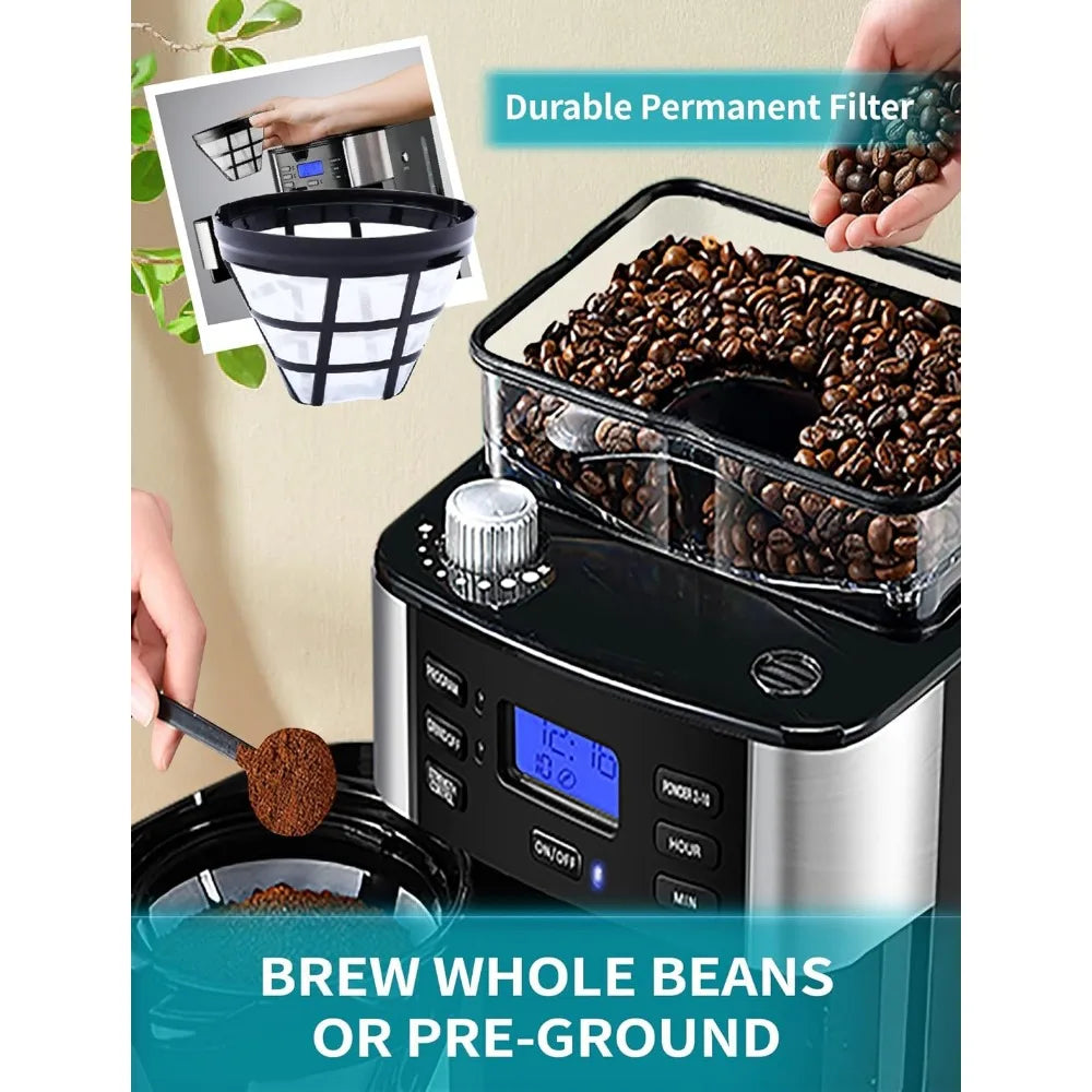 10-Cup Drip Coffee Maker, Grind and Brew Automatic