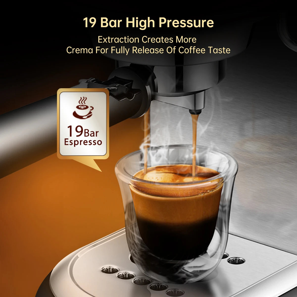 Coffee Maker Cafeteria 19 Bar Inox Semi Automatic